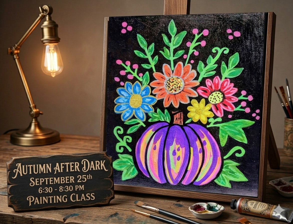 Autumn Glow/Autumn After Dark
September 25th 6;30-8:30
Rising Sun Vineyard