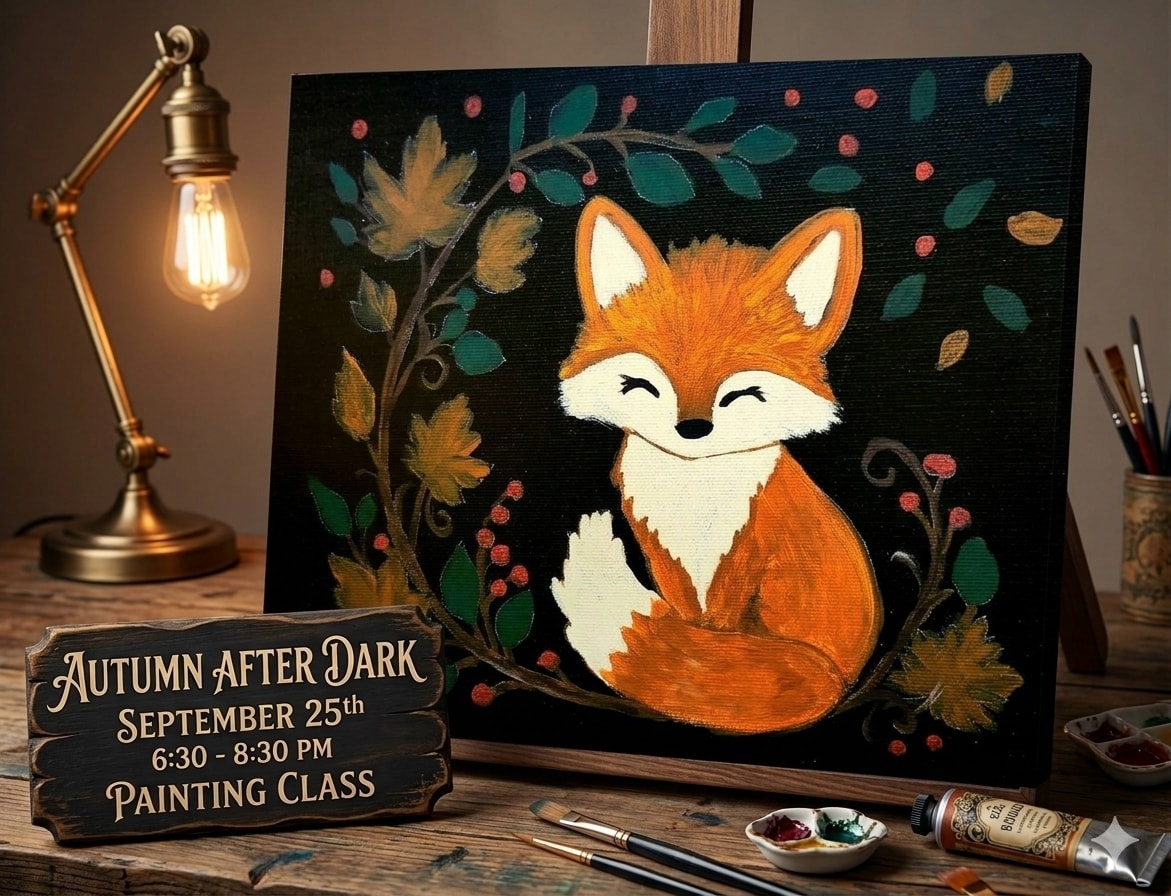 Cozy Fox/Autumn After Dark
September 25th 6:30-8:30
Rising Sun Vineyard